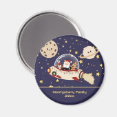 Custom Santa Spaceship Christmas マグネット (正面/裏面)