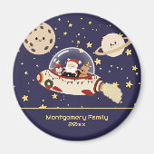 Custom Santa Spaceship Christmas マグネット (正面)