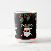 Custom Santa with Cross Canes Christmas Greeting コーヒーマグカップ (中央)
