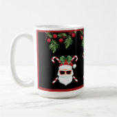 Custom Santa with Cross Canes Christmas Greeting コーヒーマグカップ (左)