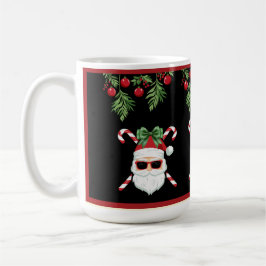 Custom Santa with Cross Canes Christmas Greeting コーヒーマグカップ