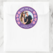 Custom Save The Date Couple Photo Personalized ラウンドシール (バッグ)