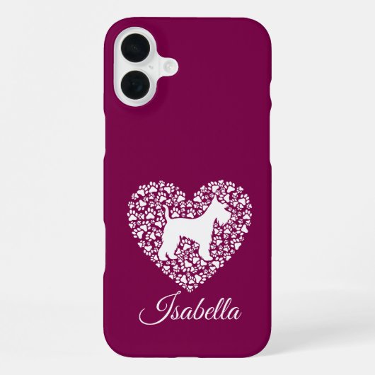 Custom Schnauzer Heart Paws Print - Dog Lover iPhoneケース (裏面)