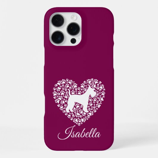 Custom Schnauzer Heart Paws Print - Dog Lover iPhoneケース (裏面)