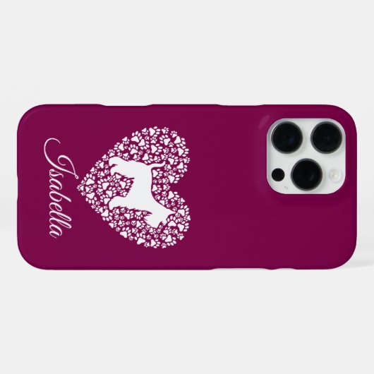 Custom Schnauzer Heart Paws Print - Dog Lover iPhoneケース (裏面横)