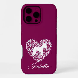 Custom Schnauzer Heart Paws Print - Dog Lover iPhone 16 Pro Maxケース