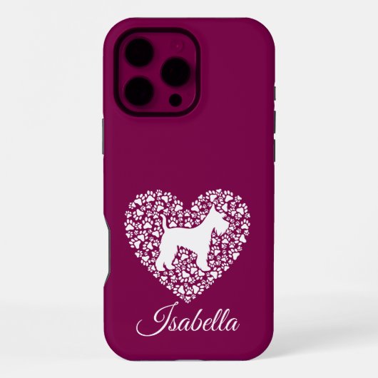 Custom Schnauzer Heart Paws Print - Dog Lover iPhoneケース (裏面)
