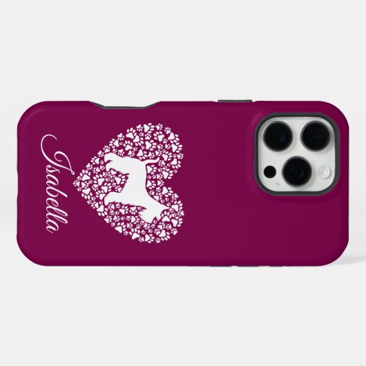 Custom Schnauzer Heart Paws Print - Dog Lover iPhoneケース (裏面横)