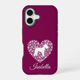 Custom Schnauzer Heart Paws Print - Dog Lover iPhone 16ケース