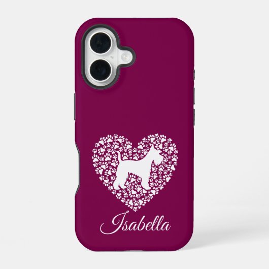 Custom Schnauzer Heart Paws Print - Dog Lover iPhone 16ケース (裏面)