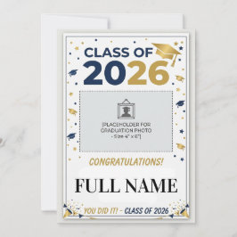Custom School Colors Graduation Photo Card | Class 招待状