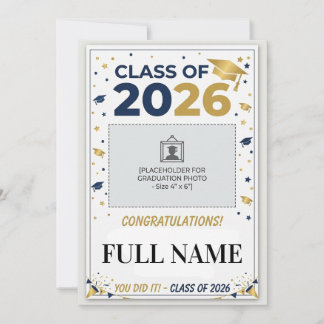 Custom School Colors Graduation Photo Card | Class 招待状