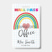 Custom School Hall Pass RAINBOW Lanyard  バッジ (裏面)