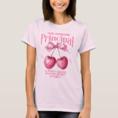 Custom School Principal Cute Pink Coquette Cherry Tシャツ (正面)