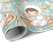 Custom Script Cat Wrapping Paper for Book Gifts ラッピングペーパー (ロールコーナー)