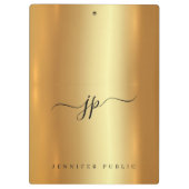 Custom Script Elegant Text Monogram Luxury Gold クリップボード (裏面)