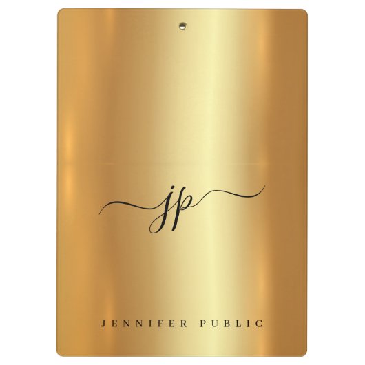 Custom Script Elegant Text Monogram Luxury Gold クリップボード (裏面)