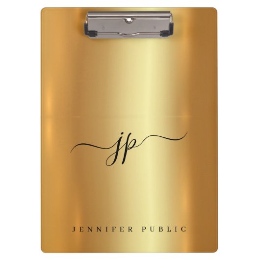 Custom Script Elegant Text Monogram Luxury Gold クリップボード (正面)