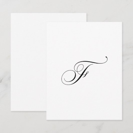 Custom Script Monogram "F" ノートカード (正面/裏面)