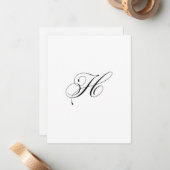 Custom Script Monogram "H" ノートカード (正面/裏面インサイチュ)