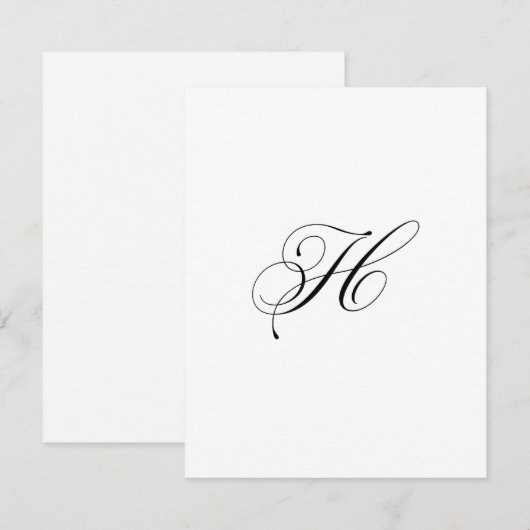 Custom Script Monogram "H" ノートカード (正面/裏面)