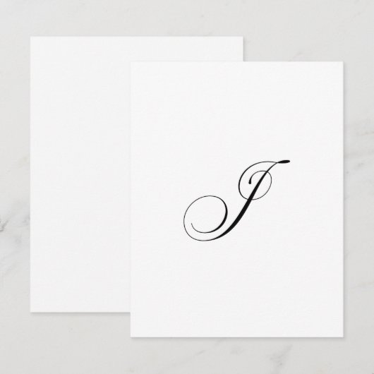 Custom Script Monogram "J" ノートカード (正面/裏面)