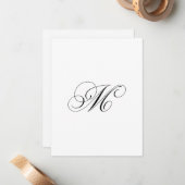 Custom Script Monogram "M" ノートカード (正面/裏面インサイチュ)