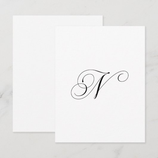Custom Script Monogram "N" ノートカード (正面/裏面)