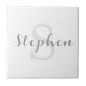 Custom Script Monogram Name Ceramic Tile タイル (正面)