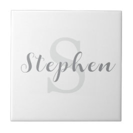 Custom Script Monogram Name Ceramic Tile タイル