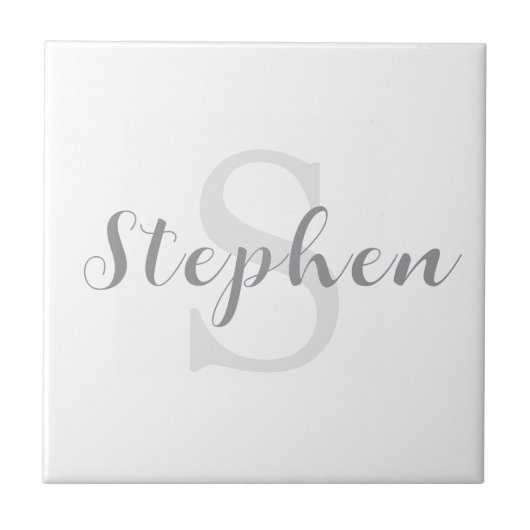 Custom Script Monogram Name Ceramic Tile タイル (正面)