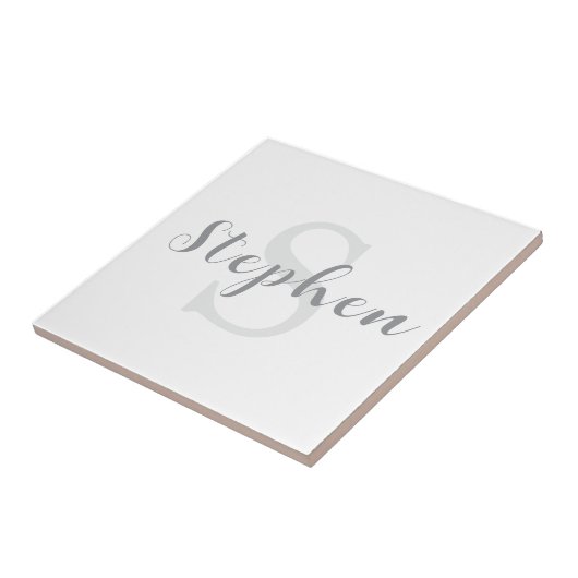 Custom Script Monogram Name Ceramic Tile タイル (側面)