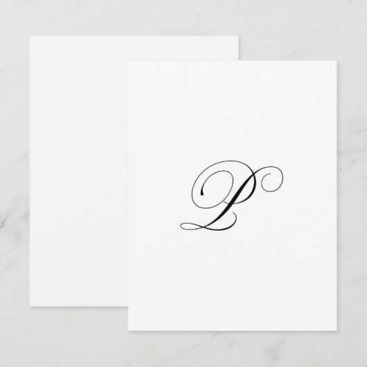 Custom Script Monogram "P" ノートカード (正面/裏面)