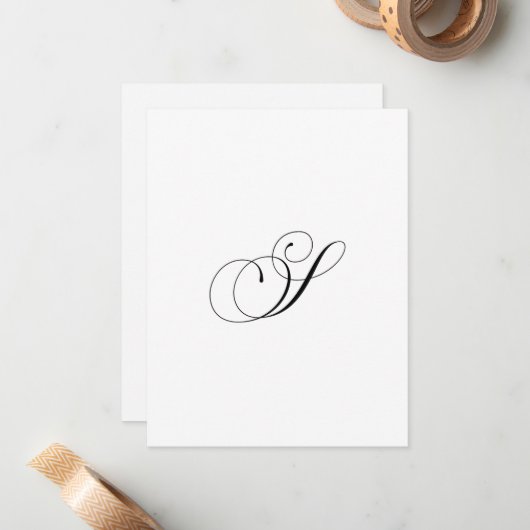 Custom Script Monogram "S" ノートカード (正面/裏面インサイチュ)