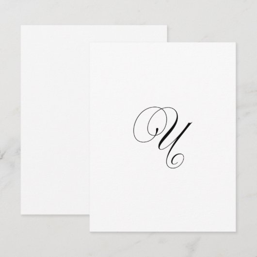 Custom Script Monogram "U" ノートカード (正面/裏面)