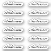 Custom Script Name Stickers One Dozen Per Sheet シール (正面)