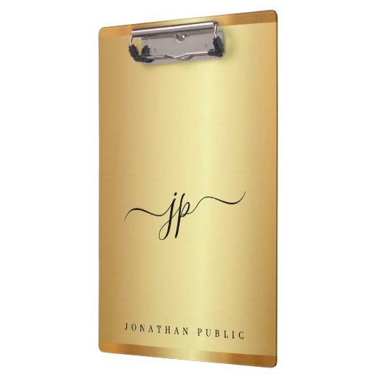 Custom Script Text Monogram Luxury Gold Glamour クリップボード (左)