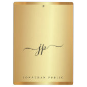 Custom Script Text Monogram Luxury Gold Glamour クリップボード (裏面)