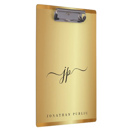 Custom Script Text Monogram Luxury Gold Glamour クリップボード (右)