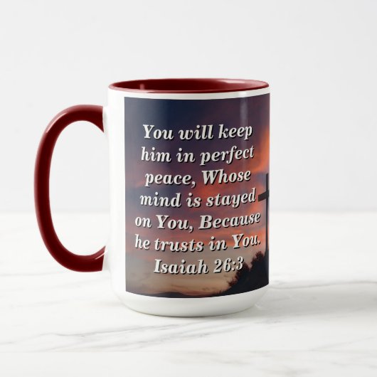 Custom Scripture Faith Coffee Mug Isaiah 26:3 マグカップ (左)