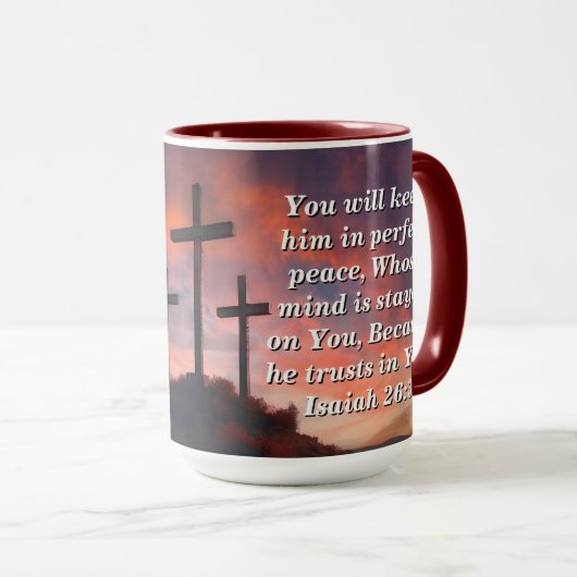 Custom Scripture Faith Coffee Mug Isaiah 26:3 マグカップ (正面右)