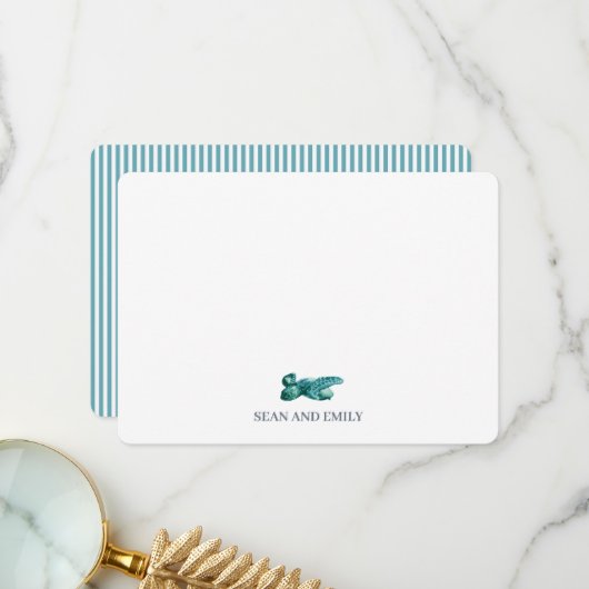 Custom Sea Turtle Painting Nautical Stationary サンキューカード (正面/裏面インサイチュ)