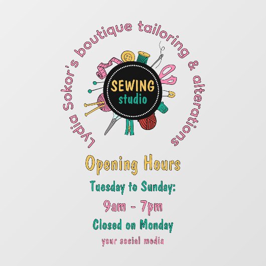 Custom Seamstress Tools QR Code Window Cling ウィンドウサイン (シート)