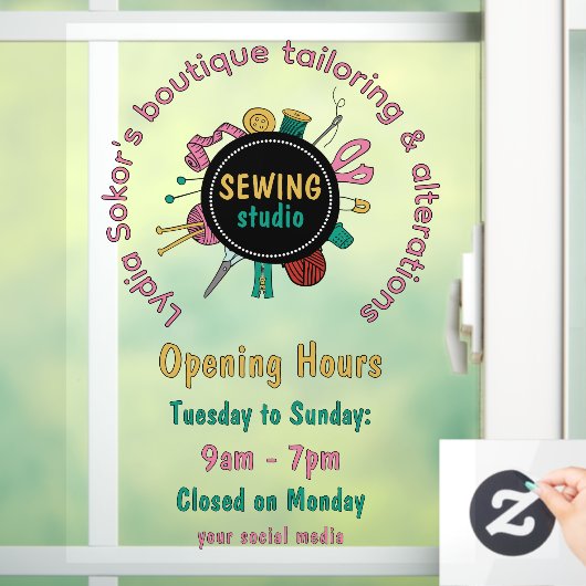 Custom Seamstress Tools QR Code Window Cling ウィンドウサイン (ホーム)