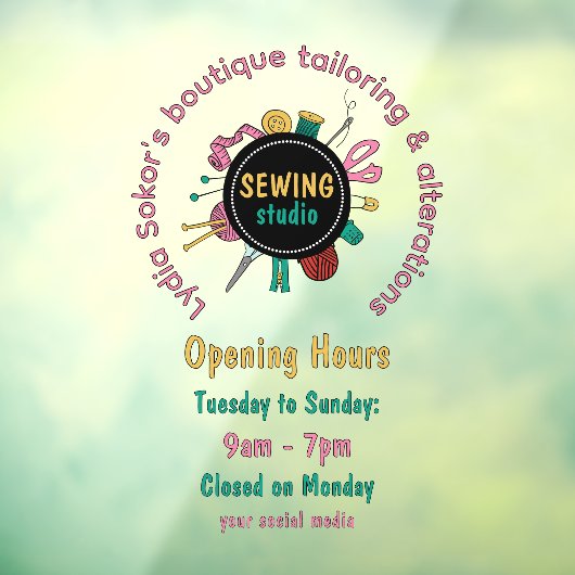 Custom Seamstress Tools QR Code Window Cling ウィンドウサイン (シート3)