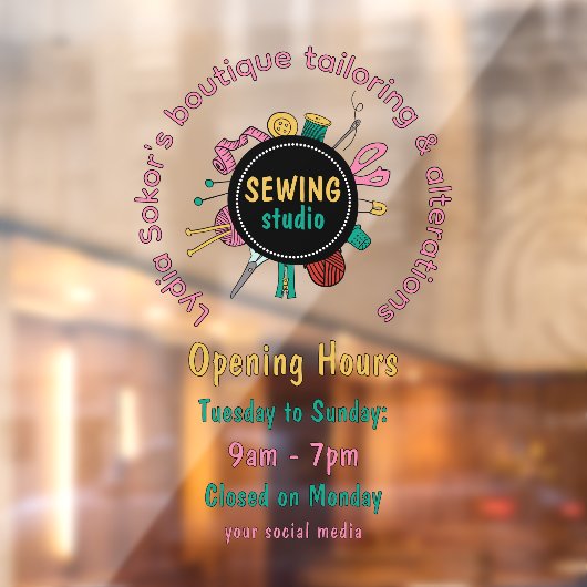 Custom Seamstress Tools QR Code Window Cling ウィンドウサイン (シート2)