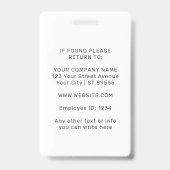 Custom Security Badge Employee/Event ID with Photo バッジ (裏面)
