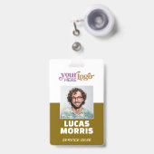Custom Security Badge Employee/Event ID with Photo バッジ (正面(伸縮クリップ))