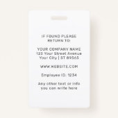Custom Security Badge Employee/Event ID with Photo バッジ (裏面)