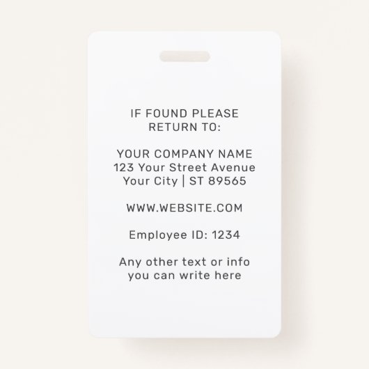 Custom Security Badge Employee/Event ID with Photo バッジ (裏面)